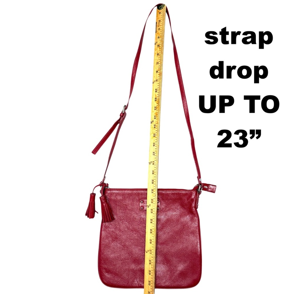 bag PELLE WILSONS LEATHER red peppled crossbody square 10x10x3 vintage zip close - Picture 11 of 12
